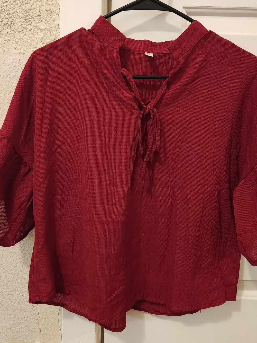 YesStyle Cherry Tie-Front Peasant Blouse
